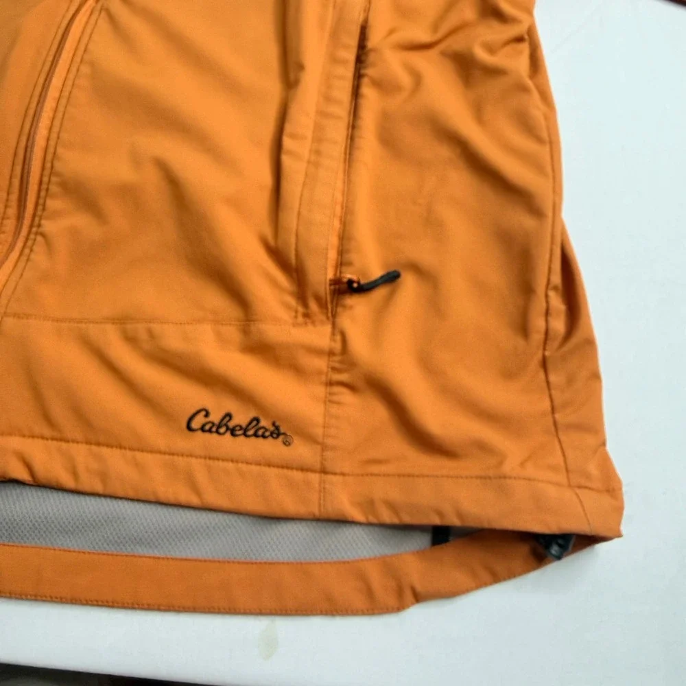 Cabelas Mens Softshell Jacket Burnt Orange Full Zip Outdoor Hiking Large